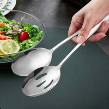 2件套/6件套银色餐具，包括1个汤勺和1个漏勺，采用优质不锈钢制成，适用于自助餐、派对、婚礼和其他场合。 - 查看 6