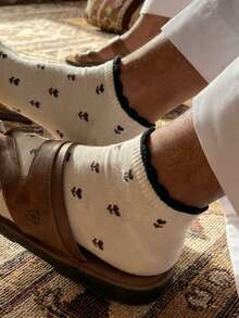 5双装女士透气可爱碎花图案休闲短袜，适合日常穿着和外出，四季皆宜，圣诞礼物 - 彩色 - 查看 6