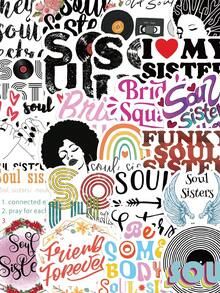 SCXXBSW 50 pezzi Adesivi "Sorella d'anima", regalo per le vacanze, decorazione per feste, ricompensa per la classe, regalo di compleanno, adesivi decorativi per quaderni, bagagli, chitarre, borracce, custodie per telefono, fai da te - A - Visualizzare 8