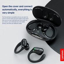 Lenovo XT80 Wireless Sports Earphones With Microphone, High-Definition Stereo, Bluetooth 5.3 TWS Earbuds, LED Display, Noise Cancellation, Ear Hook Design, Original Lenovo Music Earphones - Black - View 4