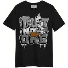 Knit T-Shirt [100% Cotton] Trust No One - Graffiti - Street Art - Hand In The Money - Black - View 1
