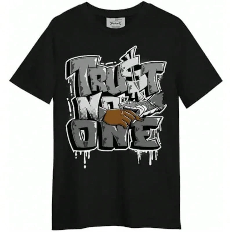 Knit T-Shirt [100% Cotton] Trust No One - Graffiti - Street Art - Hand In The Money - Black - View 1