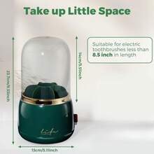 Rotating Toothbrush Holder With Cover - 7-Slot Bathroom Organizer For Electric & Manual Brushes, Toothpaste Stand For Vanity, Sink Countertop & Shower Caddy - Dark Green - View 8