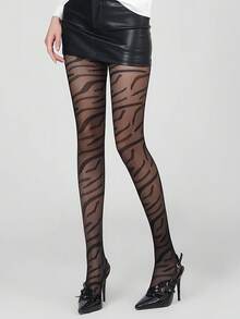 Medias de moda con costuras con diseño - Medias estilosas y que favorecen la figura para usar de día a noche - Negro - Ver 14