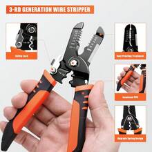 Wire Stripper, Professional 5 - In - 1 Wire Strippers, Wire Cutters Crimpers, 10 - 20 AWG Pliers Crimp Stripping, Cutting, Crimping, Sharpening, Clamping - Orange - 查看 4