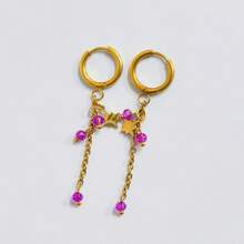 VKHK 1 paire de boucles d'oreilles à gouttes avec étoiles et perles de 4 couleurs, plaquées or 18 carats en acier inoxydable, style vintage pour femmes. Bijou mode et cadeau. - boucles d'oreilles à pampilles - Voir 5