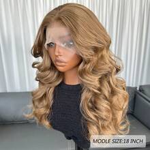 Tóc giả ren phía trước Karniklon 13x6, tóc giả tổng hợp gợn sóng 18 inch, mật độ 150%, tóc giả ren phía trước tổng hợp không cần keo, trông tự nhiên, sợi tổng hợp chịu nhiệt, thích hợp cho sử dụng hàng ngày, dự tiệc, ngày lễ, người mới bắt đầu. - màu nâu - Xem 6