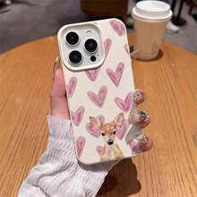 1 pieza Funda de teléfono de material TPU con patrón de corazón rosa dulce y ciervo, adecuada para iPhone 17 Pro Max/17/16 Pro Max/15/13/12/11, S20 FE/A15/S24/A55, Note 11/Note 12/Note 13 Pro, protección suave antideslizante de cobertura completa - Blanco - Ver 4