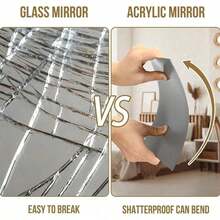 1/2pcs Large Asymmetric Acrylic Self-Adhesive Mirror, 2mm Thick, Frameless Decorative Mirror, Suitable For Vanity, Bathroom, Bedroom And Wall Decor - Multicolor - View 6