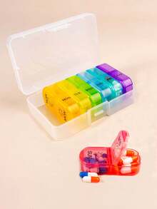 Portable Daily Pill Box With Independent Removable Grids Dustproof Large Weekly Pill Organizer For Men And Women Pocket Medicine Box For Vitamin Fish Oil Travel Essential Back To School - Multicolor - View 13