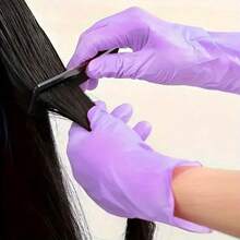 100只紫色一次性丁腈手套，无粉，适用于美甲、护发、DIY、宠物洗澡和家居清洁等。（袋装） - 紫色 - 查看 8