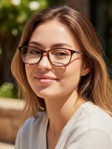 Cat Eye Eyeglass Frame With Retro Metal Temples - Rust Brown - View 2