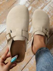 Zapatillas Casuales de Mujer, Mules, Zuecos, Ligeras de Suela Suave, Cómodas y Versátiles, Nuevas Zapatos de Mujer para Todas las Estaciones, Calzado de Mujer Elegante e Informal, Zapatos para Exteriores, Zapatos de Punta Redonda, Zapatos para Interiores - Caqui - Ver 1