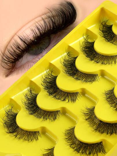 GROINNEYA 6 Pairs Clear Band Eyelashes Cat Eye Lashes Criss-Cross Fake Eyelashes Natural Look Soft Full Strip Lashes Wispy Luxury Eyelash,Reusable Most Eye Shapes,For Party,Holidays,Perfect For Everyday Wear