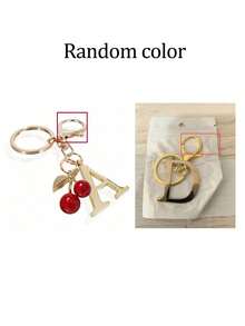 高级优雅金色字母钥匙扣，A-Z 3D字母吊坠，樱桃装饰，时尚合金钥匙扣，包包/背包挂饰，汽车钥匙链，女士完美日常配饰，情侣礼物，经典简约钥匙扣，装饰品，包包配件，适合赠送朋友、家人、情侣、女友，重要礼物，节日纪念品，返校礼物，教师节礼物 - 彩色 - 查看 12