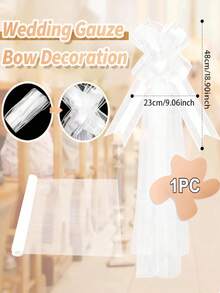 5pcs White Wedding Chair Back Decor Ribbons, Elegant Organza Bow, Decorations For Birthday, Wedding, Baby Shower, Family Gathering, Holiday Aisle, 2025 Wedding Party Supplies, Anniversary Indoor/Outdoor Decor, Reception Decor, Home Decor, Wedding Supplies, Wedding Decorations, Baby Shower, Birthday, Wedding Party Chiffon Chair Back Ribbons, Chair Bows - White - View 9