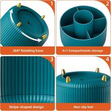 Marbrasse Desk Organizer, 360-Degree Rotating Pen Holder, Desk Organizers And Accessories With 5 Compartments Pencil Organizer, Art Supply Storage Box Caddy For Office, Home(Green) - ColorB - 查看 4