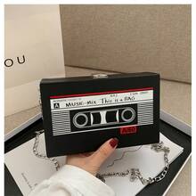 Creative Magnetic Tape Shaped Women Fashion Personalized Chain Bag For Shopping, Casual And Versatile PU Shoulder Crossbody Bag - 黑色 - 查看 12