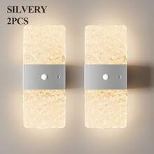 Modern Crystal LED Wall Lamp With Sensor, Smart Wall Light, Indoor Motion Sensor Wall Light, Wireless LED Wall Lamp, Battery Powered Night Light, Adhesive Design, Rotatable, Suitable For Bedroom Bedside, Corridor, Living Room Decor - Various - View 9