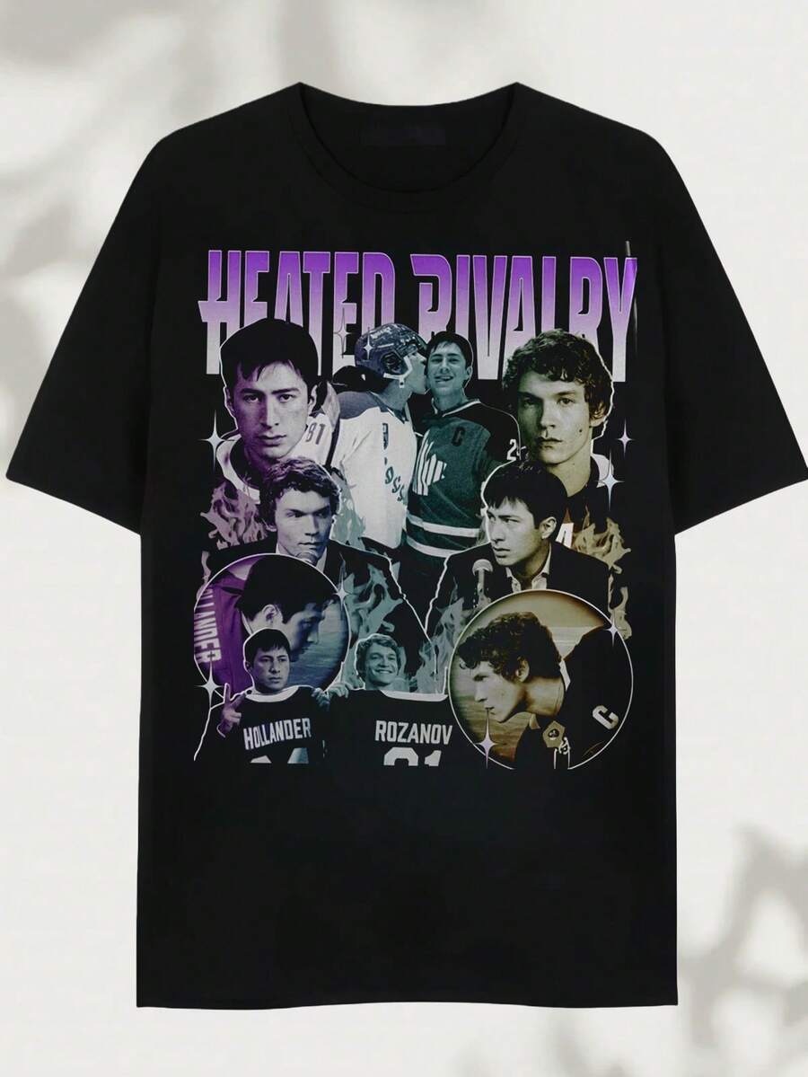 2026, Camiseta con Calefacción Estilo de Moda 2026 W Rivalry Ilya Rozanov | Camiseta de Shane Hollander, Camiseta de Hollander y Rozanov, Camiseta a juego para parejas de Hudson Williams y Connor Storrie | Camiseta de estilo casual con estampado geométrico - Hecha de algodón puro, es suave y transpirable, adecuada tanto para hombres como para mujeres. Es una camisa informal adecuada para todas las estaciones y un recuerdo elegante. Es adecuado para el uso diario, los entusiastas de la moda urbana y los amantes de la música. - Negro - Ver 1