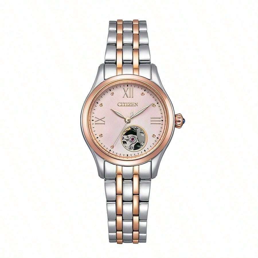 Citizen (WEST CREST) Fashion Casual Water-Resistant Mechanical Movement Stainless Steel Strap Japanese-Korean Style Ladies Watch Pink Dial PR1044-87X - Pink - View 1