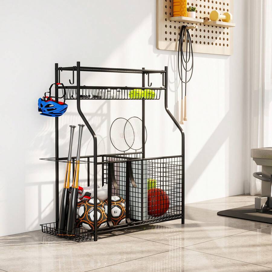 Sportnow Estantería para almacenar balones de baloncesto - Negro - Ver 1