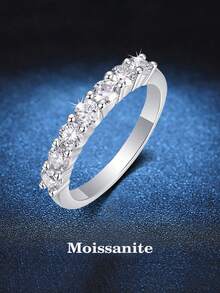 BLOVEMEE 1 chiếc nhẫn bạc 925 cao cấp tinh tế, đính đá Moissanite 0.7ct 3.0mm, thích hợp cho nữ đeo hàng ngày, dự tiệc, lễ hội, Ngày Valentine, Ngày của Mẹ, sinh nhật, năm mới, kỷ niệm ngày cưới, quà tặng trang sức cho nữ. - Bạc - Xem 7