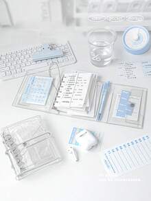 1 Piece Of A7 Transparent Loose Leaf Notebook Fresh And Simple Detachable Ring Buckle Multifunctional Notebook 4 Types Of Inner Pages Suitable For Most Needs Suitable For Daily Use By Men And Women - Multicolor - View 3