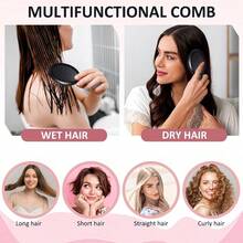 1/2/6/10/20 chiếc Lược chải tóc ướt mini du lịch - Lược massage da đầu đệm khí, lông nhựa mềm, thiết kế bỏ túi tiện dụng cho nữ, tay cầm nhẹ, lông mềm mại, dụng cụ tạo kiểu nhanh, màu đen, hồng, tím, đen trắng, vật dụng làm đẹp thiết yếu khi di chuyển. - Hồng - Xem 4