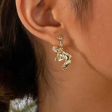 1 Pair Retro Frog Design Earrings, Unique Quirky Cute Animal Earrings, Versatile Fashionable Accessory - Frog - View 1