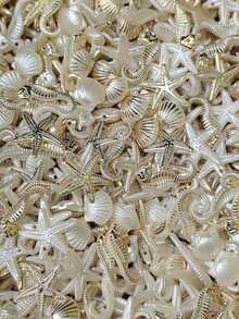 Bead Spacers 100/200 Pcs Shell, Star, Teardrop, Flower And Other Shapes Pearly Jewelry Crafts - Marine Trio With Gold - View 3