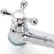 2Pcs Victorian Cross Handle Hot & Cold Basin Taps, Polished Pillar Taps For Kitchen & Bathroom - 2pcs - View 3