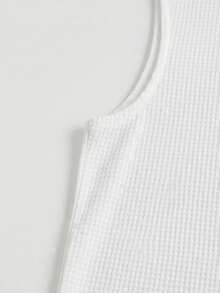 Áo tank top dệt kim không tay họa tiết waffle, tối giản và đa năng dành cho nam giới. - trắng - Xem 4