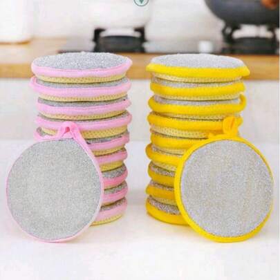 3pcs/6pcs/10pcs/12pcs/200pcs/Double-Sided Dish Sponges With Steel Wire Scrubber, Long-Lasting And Reusable Kitchen Cleaning Sponges For Dishes, Tabletops, Stove Surfaces, Etc.