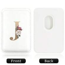 Elastic Magsafe Cardholder Slim Leather Magnetic Wallet Built In Magnet Designed Magnet Phone Bag Cover CellPhone Credit Card Holder For Apple12/13/14/15/16 Pro Max & Magsafe Case A-Z Gold Pattern - White - View 21