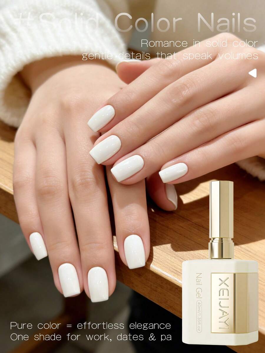 1 Botella de 40ml de Esmalte de Uñas en Gel Blanco, Esmalte de Uñas en Gel Semipermatente, Suministros de Arte de Uñas UV LED Removibles, Decoración DIY para el Hogar, Regalo para Salón para Mujeres