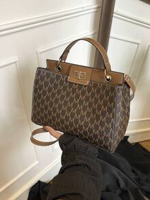 Autumn/Winter New Gao Ao Ji Letter Print Women Handbag Shoulder Bag - Brown - View 5