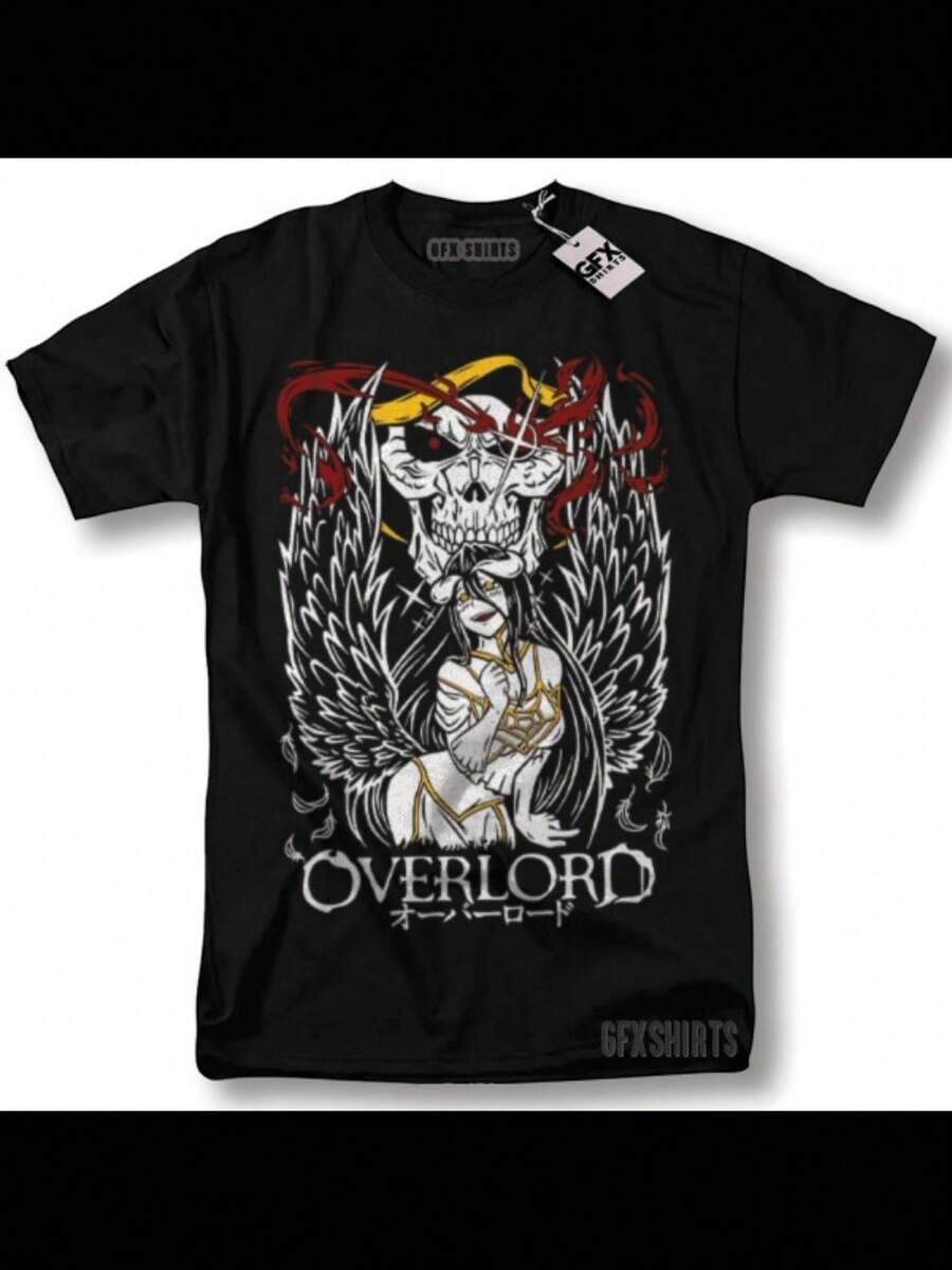 Overlord Albedo Shirt Ainz Ooal Gown Waifu Anime Manga Graphic T-Shirt - 黑色 - 查看 1