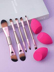 8-Piece Rose Gold Double-Ended Makeup Brush Set With Olive-Cut Portable Makeup Brush Set New Style Makeup Tools - Multicolor - View 3
