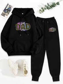 Conjunto de Sudadera con Capucha y Pantalones Deportivos para Mujer Estilo Casual Moda Juvenil Diseño de Leopardo Color Verde Patrón Animal Print Suave y Cómodo para Uso Diario Ocasiónes de Salida - Negro - Ver 2