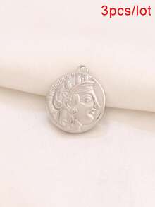 3 buc oțel inoxidabil Grecia antică comemorativă cavaler pandantiv portret farmece pentru bijuterii DIY colier brățară fabricare accesorii lucrate manual - pandantiv - Vizualizare 12