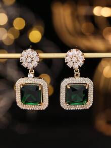 1 Pair Luxury Zirconia Flower Earrings, Elegant For Girls/Women Daily Wear, Festivals, Weddings And Parties/Jewelry Gift - Classic - View 8