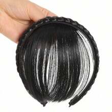 6英寸全头假发，耐热合成黑色头发，带刘海，外观自然，女士假发，圣诞假发 - 彩色 - 查看 15