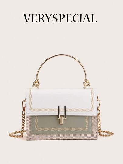 Colour Block Satchel Bag