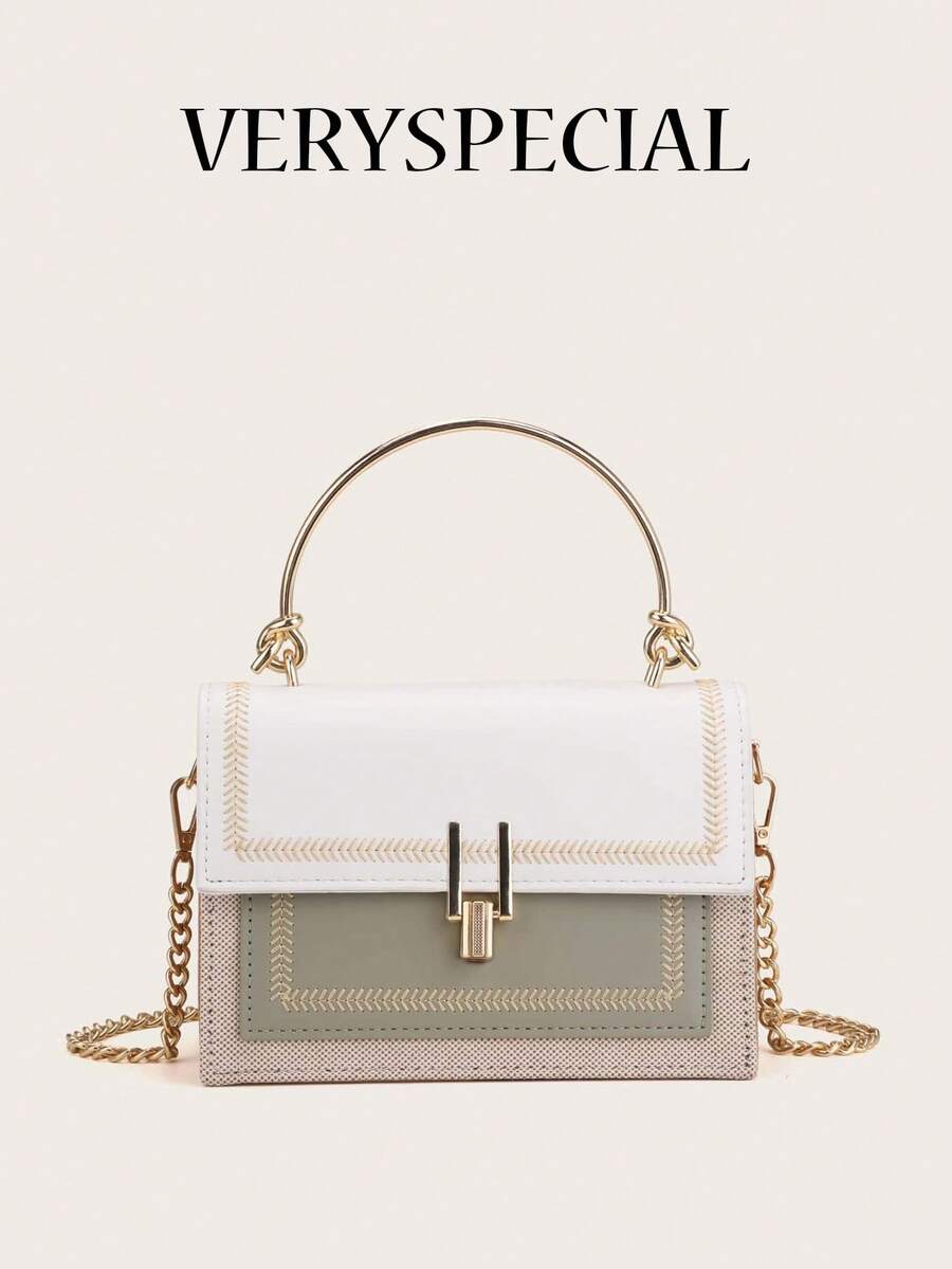 Colour Block Satchel Bag