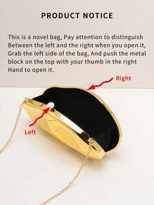 New Fashion Sculptural Metal Clutch, European And American Style Handbag, Elaborate Metallic Evening Bag, Personalized Celebrity Party Shoulder/Crossbody Bag, Elegant Clutch Bag For Women - 金色 - 查看 6