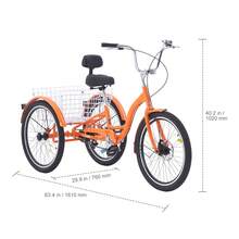Adult Tricycles Bike, 20 Inch Three-Wheeled Bicycles, 3 Wheel Bikes Trikes, Aluminum Alloy Cruiser Bike With Basket & Adjustable Seat, Picnic Shopping Tricycles For Seniors, Women, Men (Orange) - Orange - View 10