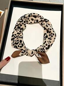 1pc Leopard Print Neckerchief, Women's Fashion Accessory Scarf For Spring & Autumn - Camel - View 3