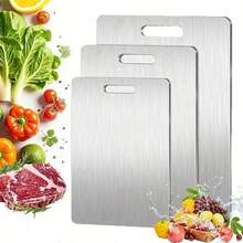 3Pcs Heavy-Duty Titanium Cutting Board - Double-Sided Stainless Steel Kitchen Cutting Board With Smooth Surface, Easy To Clean Dishwasher With Hanging Hole - Large Meat And Vegetable Cutting Board, Perfect For Cutting Meat Fruits Vegetables And Home Kitchen Use. Hygienic Easy-Clean Surface Suitable, Camping, Housewarming Gift For Women & Chefs - 彩色 - 查看 12