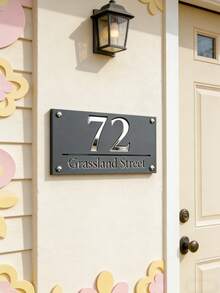 Customized Acrylic House Number Plate With Customizable Metal Numbers And Address, Double-Layer Frosted Street Address Plate For Outdoor Use, Hanging Wall Decor For Home And Commercial Signs - Multicolor - View 5